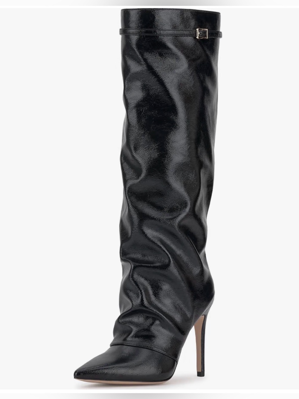 Jessica Simpson Paeril Buckle Slouch Stiletto High Boots - Black Heeled Boots